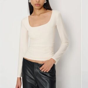 Reformation kayla knit top Cream Square-Neck Long Sleeve Top